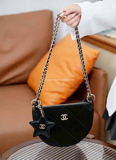 小香麂皮絲絨五角星半月包1