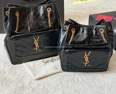 YSL Niki黑金油蠟皮鏈條包1