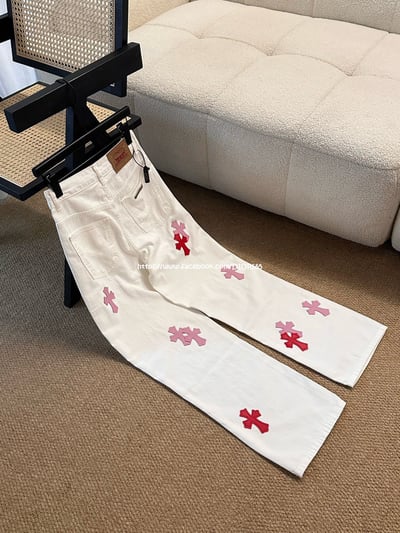 克羅心粉皮十字架白牛仔褲8