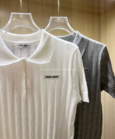 miu miu字母鏤空針織上衣7