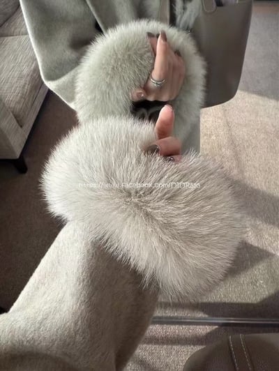 毛領連帽毛呢長板大衣7