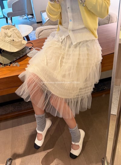 荷葉邊網紗短裙9