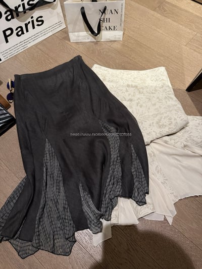 不規則拼接雪紡裙9