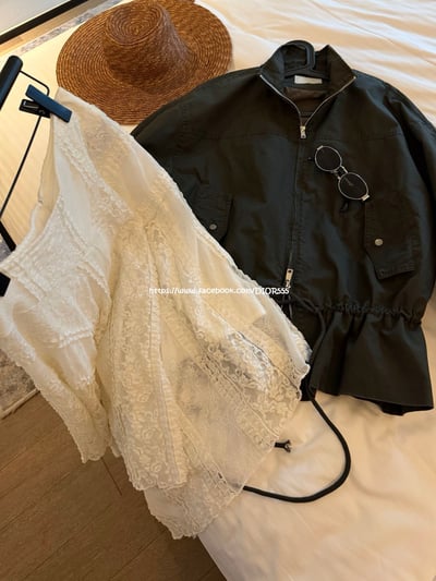 蕾絲拼接不規則長裙9