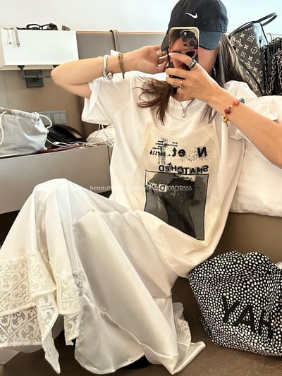 網紗印花短袖T 7