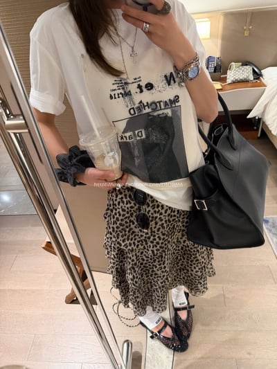 網紗印花短袖T 8