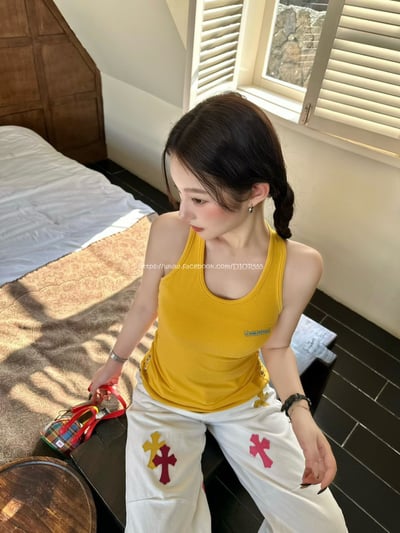 克羅心鈕扣十字印花背心3