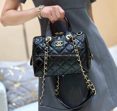 小香黑金褶皺保齡球包4