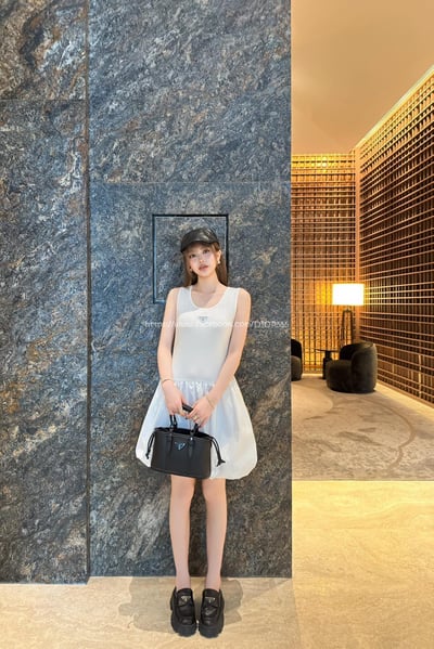  prada 收腰拼接背心裙2