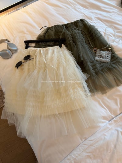 荷葉邊網紗短裙10