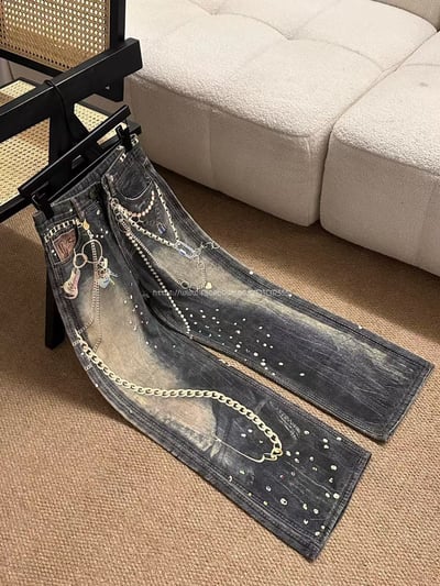 AC黑金鍊條牛仔褲7