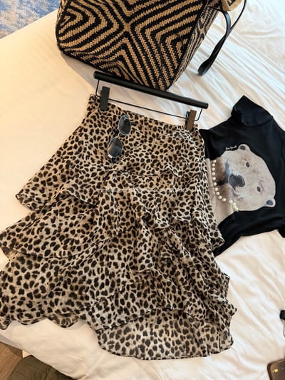 復古豹紋雪紡裙9