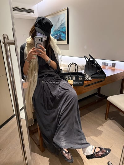 天絲亞麻長裙套裝(上衣+長裙)2