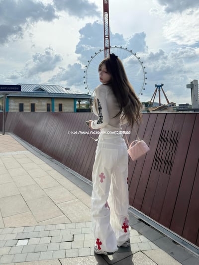 克羅心粉皮十字架白牛仔褲6