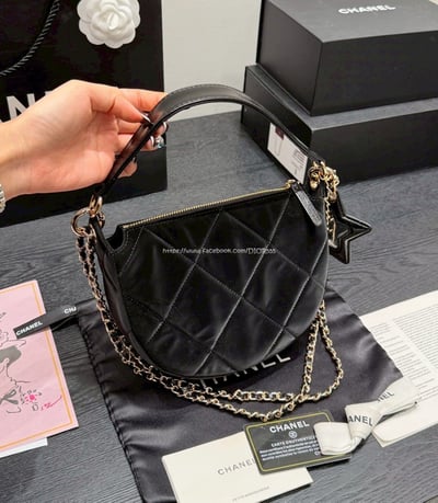 小香麂皮絲絨五角星半月包8