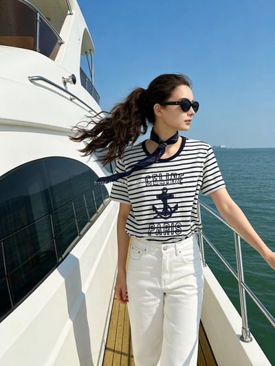 Celine字母條紋T恤1