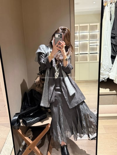 不規則拼接雪紡裙3