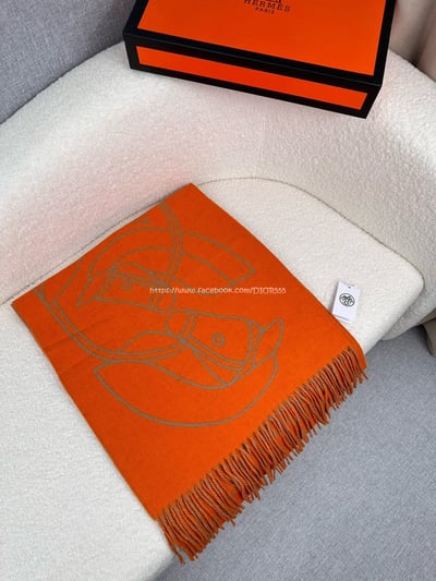 愛馬仕撞色提花編織圍巾4