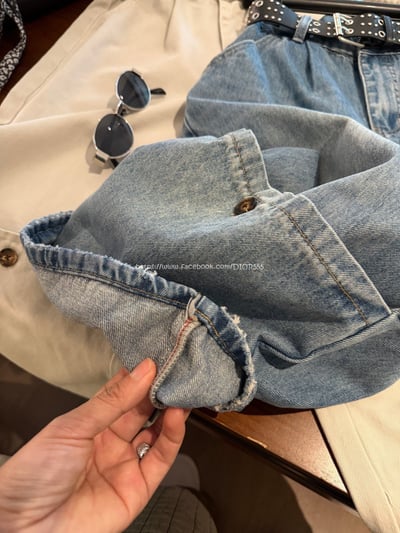 闊腿工裝七分褲11