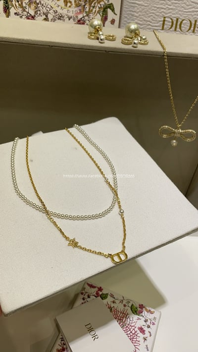 𝐃𝐢𝐨𝐫 金色CD滿鑽星星珍珠項鍊6