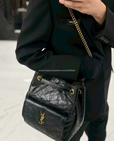 YSL Niki黑金油蠟皮鏈條包12