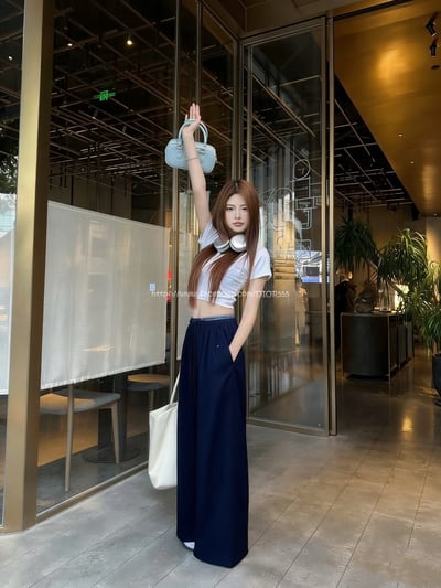 腰部拼接休閒長褲5