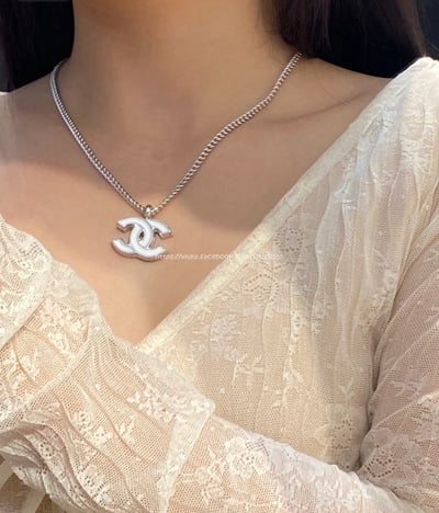 小香白色琺瑯雙C項鍊3