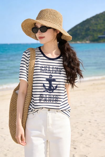 Celine字母條紋T恤2