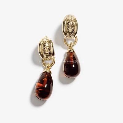 小香圓環雙c琥珀色耳環4