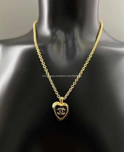 小香黑金愛心琺瑯項鏈/耳環7