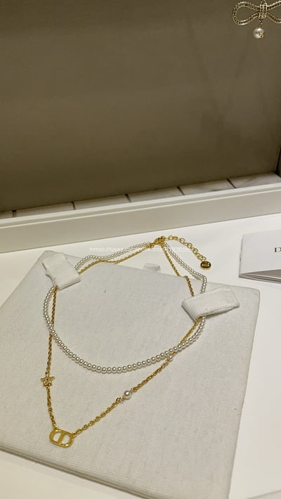 𝐃𝐢𝐨𝐫 金色CD滿鑽星星珍珠項鍊4