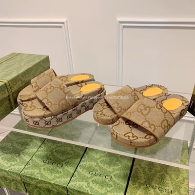 Gucci 刺繡厚底拖鞋5
