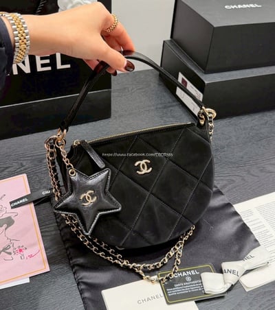 小香麂皮絲絨五角星半月包12