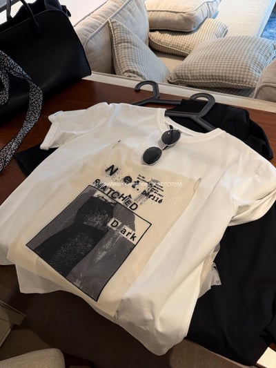 網紗印花短袖T 10