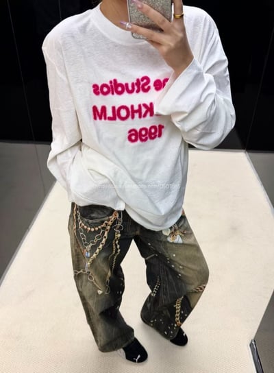 AC黑金鍊條牛仔褲6