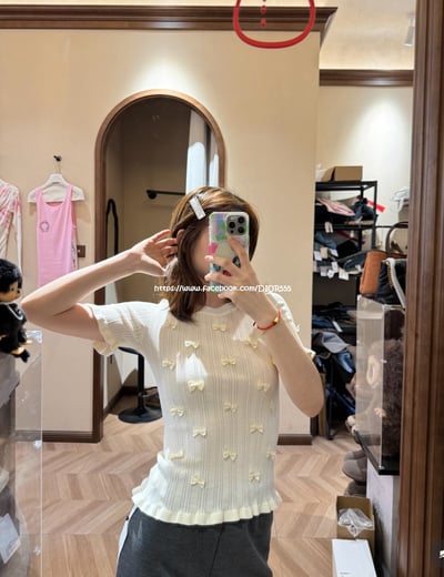 蝴蝶結冰絲針織上衣3