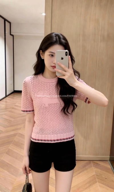 TB小狗鏤空針織上衣1