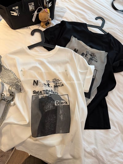 網紗印花短袖T 12