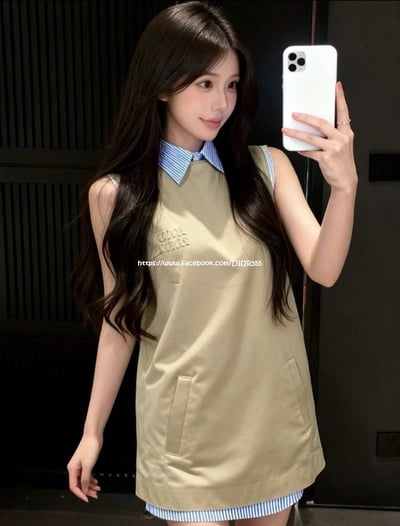miu miu假兩件無袖連身裙6