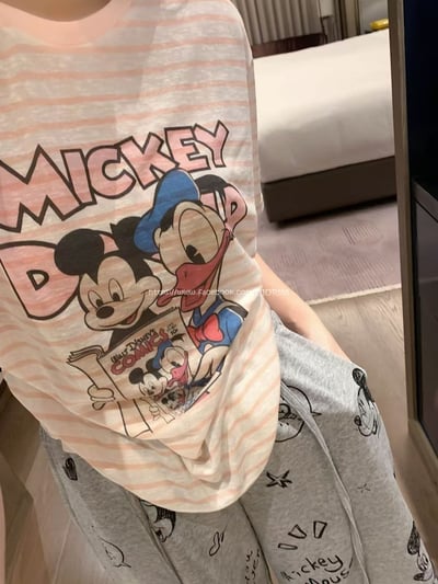 唐老鴨條紋印花T3