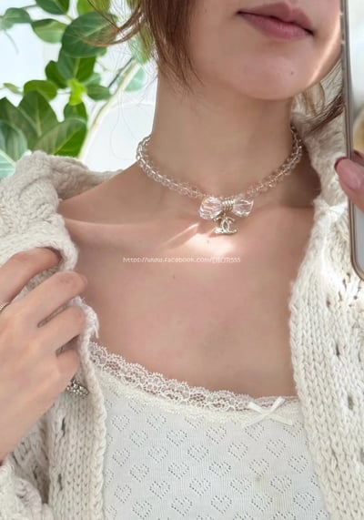 小香蝴蝶結金色項鍊choker3