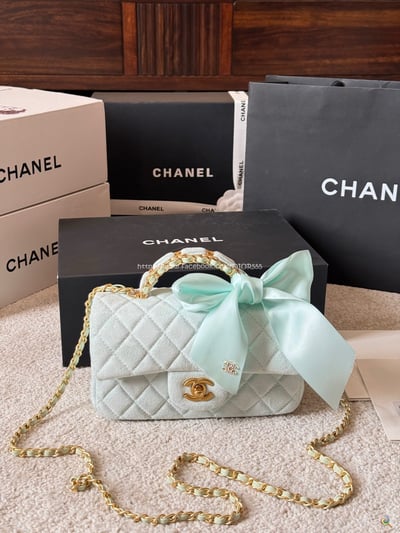 小香絲絨蝴蝶結CF包1