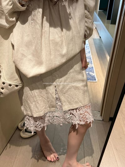  蕾絲亞麻裙8