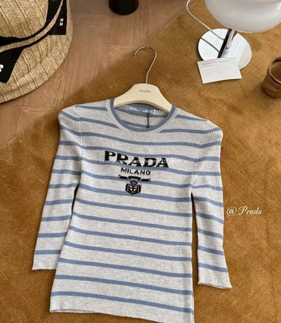 prada冰絲條紋上衣7