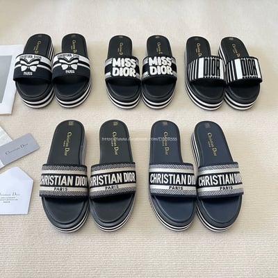DIOR小厚底條紋拖鞋10