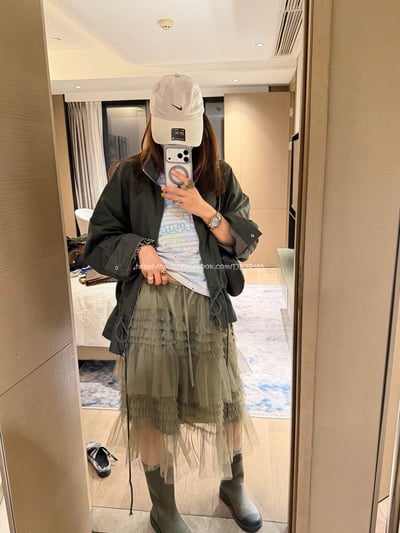 荷葉邊網紗短裙7