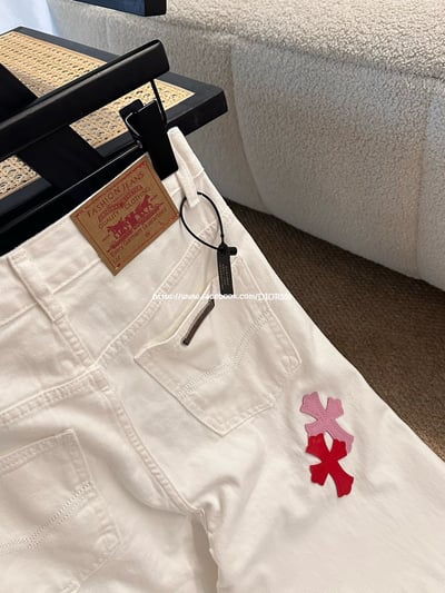 克羅心粉皮十字架白牛仔褲9