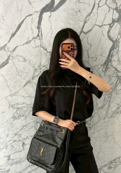 YSL Niki黑金油蠟皮鏈條包5