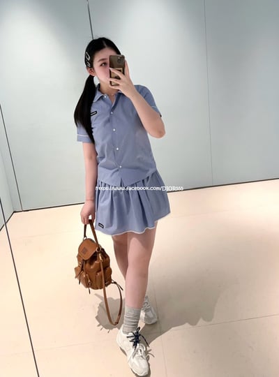 miu miu 藍格紋套裝裙2