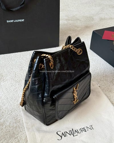 YSL Niki黑金油蠟皮鏈條包10